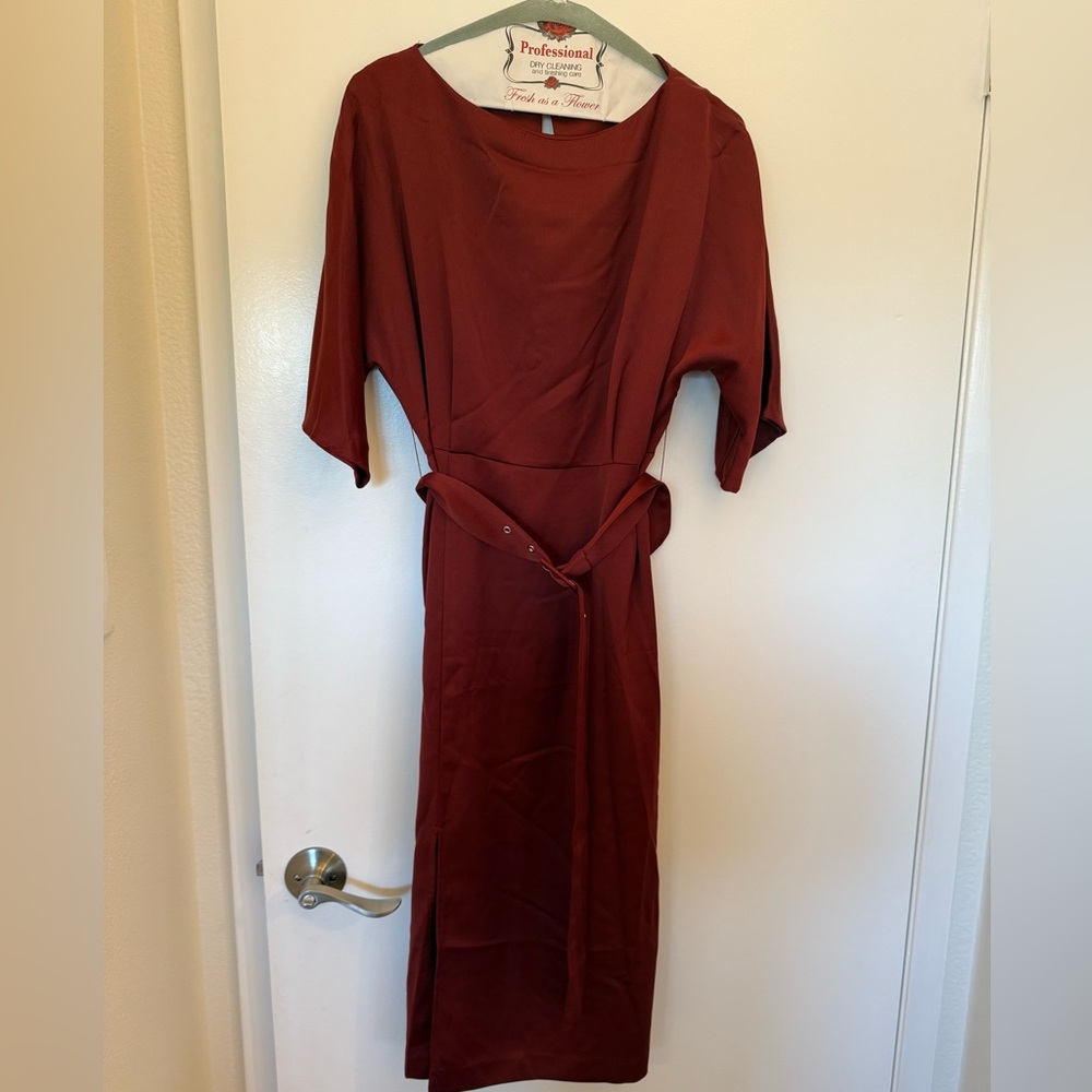Warehouse Deep Red Long Sleeve Dress